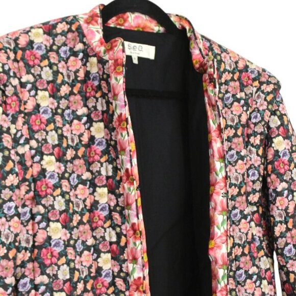 Sea New York Leslie Quilted Floral Cotton Jacket Pink Black Size Small - Picture 7 of 16